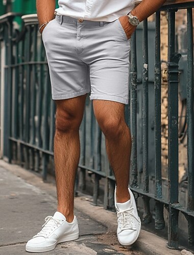  Herren Kleid-Shorts Arbeitsshorts Lässige Shorts Kurze Golfhosen Tasche Gerade geschnitten Einfarbig Komfort tragbar Knielänge Outdoor Täglich Strassenmode Stilvoll Schwarz Braun