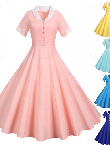  Elegant كلاسيكي 1950-tallet Kjoler A-linje Kostyme Dame Valentinsdag Fest Stevnemøte Te Fest Voksne Kjole Vår sommer