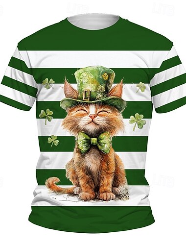  Saint Patrick Garçon 3D Graphic Bande dessinée T-shirt Tee-shirts Manche Courte Eté Printemps Mode basique Enfants 4-12 ans Col Ras du Cou Extérieur Casual du quotidien Standard