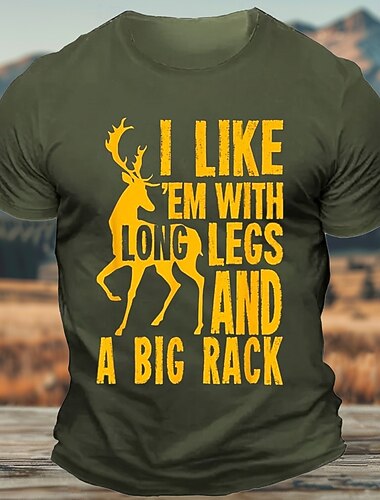  Herre Sjov Jagt Grafisk T-Shirt Jeg Kan Lide 'Dem Med Lange Ben Og Et Stort Rack' Pun Tee