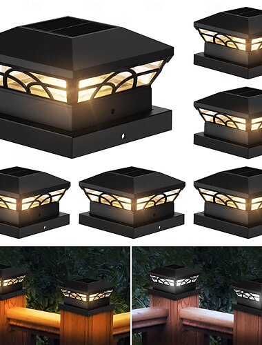  Solar kolom koplamp heklicht - buitenpaal tuin & binnenplaats licht voor houten paal hek, villa decoratie, 4/5-inch kolom lamp 1pc