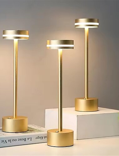  Lámpara de escritorio de aluminio retro recargable por USB - luz de noche de mesa con control táctil 1 pieza