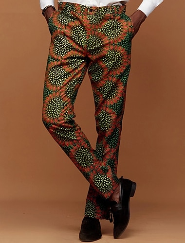  Homens Poá Social Cintura Média Vintage Casual Ao ar livre Férias Casa Zíper Bolsos Verão Primavera Outono Impressão 3D Verde