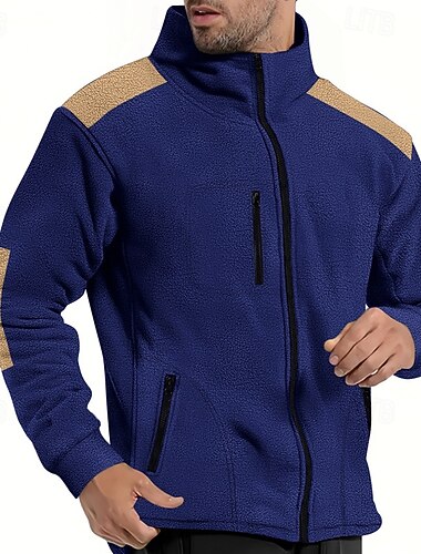  Per uomo Giacca leggera Giacca cargo Giacca sportiva Da mare Giornaliero Anti-usura Collage Tasche Autunno inverno Color Block Di tendenza Classico Colletto alla coreana Standard Nero Blu marino