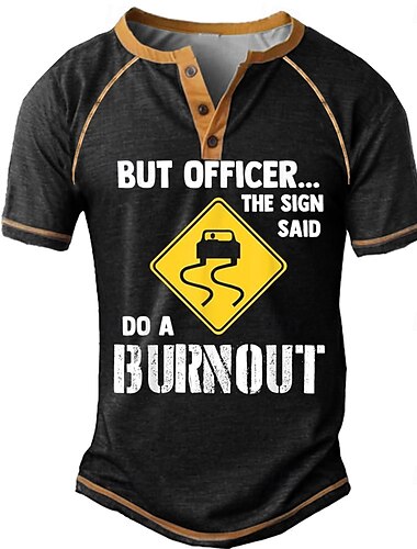  Herren Graphic Schild "DO A BURNOUT" Henley Shirt Tee Kurzarm Modisch Designer Outdoor Casual Täglich Sommer Schwarz Armeegrün Marineblau Henley Henley T-Shirt