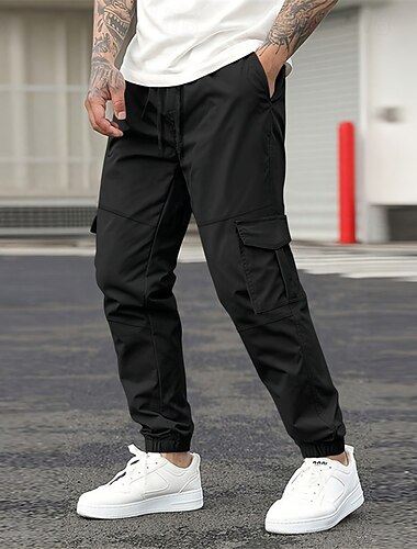  Herren Cargohose Cargohosen Cargohose Jogginghose Jogger Hose Hosen Freizeithose Tasche Kordelzug Elastische Taille Glatt Komfort Weich In voller Länge Outdoor Casual Täglich Modisch Strassenmode