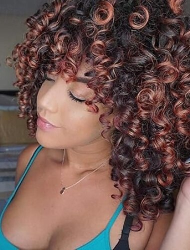  afro curly περούκες για γυναίκες - kinky afro σγουρή περούκα με κτυπήματα συνθετικές περούκες cosplay