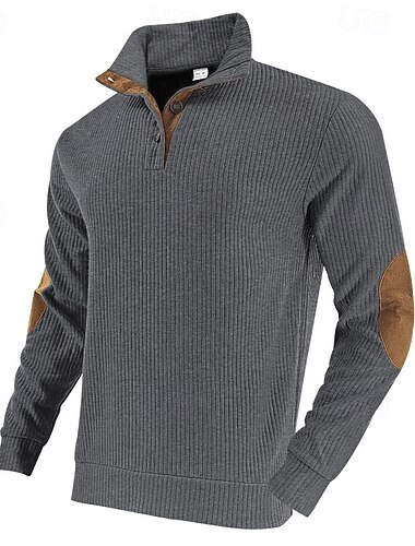  Per uomo Felpa Nero Bianco Verde militare Cachi Grigio scuro Colletto Mao Color Block Collage Sportivo Giornaliero Per eventi Poliestere Velluto a coste Streetwear Essenziale Informale Primavera