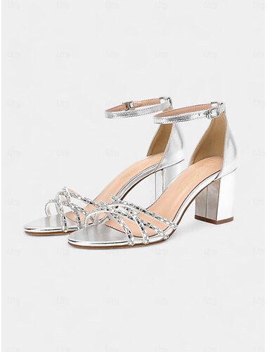  Metallic-Brautsandalen für Damen mit Kristallriemen – ideal für eine klassische Hochzeit