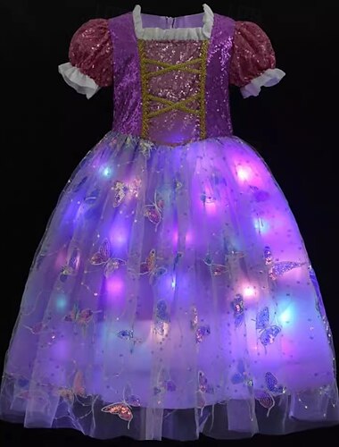  Sofia de eerste Prinses Sprookje Sofia Bloemenmeisje jurk Thema feestkostuum Tule jurken Carnavalskostuum Led-verlichting Film cosplay for Voor meisjes Kinderen Halloween Carnaval Mardi Gras