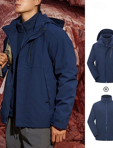  Herren Soft Shell Jacke Wanderjacke Winter Draussen warm Windundurchlässig Wasserdicht 3-in-1-Jacke Leichte Jacke Windbreaker-Jacke Reisen Schwarz Rot Marinenblau Hellgrau Grün