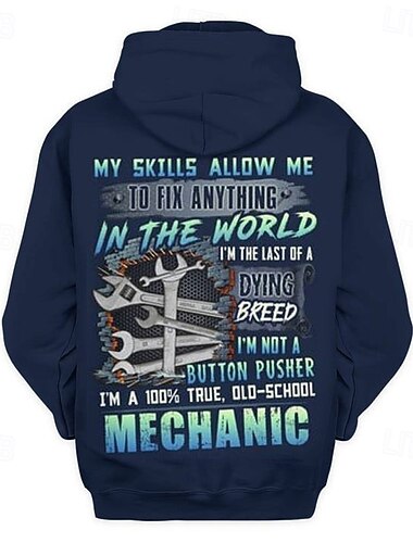  Sudadera de hombre mecánico Old School - 'Mis habilidades me permiten arreglar cualquier cosa' gráfica