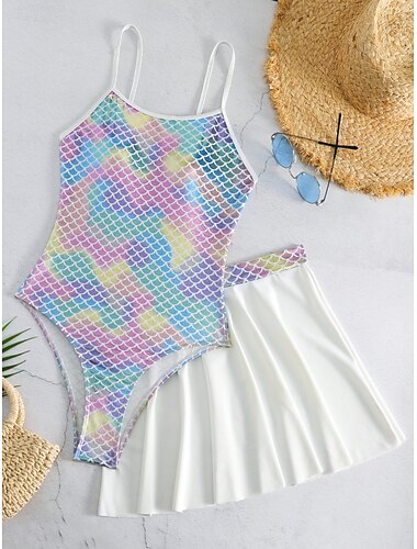  Damen Badeanzug Monokini Schwimm-Kleid Bademode Rückenfrei Bauchkontrolle Hohe Taillenlinie Schlank Urlaub Strandbekleidung Farbverlauf U-Ausschnitt Ärmellos Badeanzüge