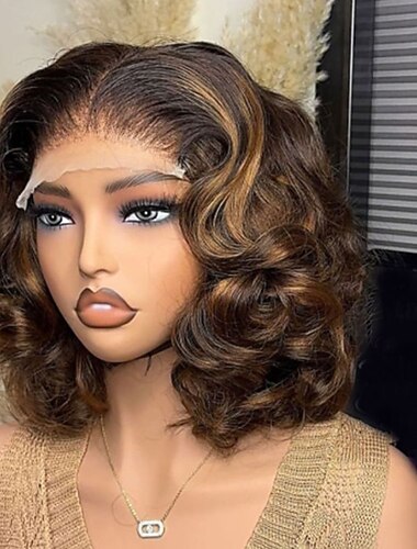  Aidot hiukset 5x5 Sulkeminen 13x4 pitsiä edessä Peruukki Polkkatukka Brasilialainen Löysät aaltoilevat Ruskea Monivärinen Peruukki 130% 150% Hiusten tiheys Liukuvärjätyt hiukset Raidoitetut hiukset