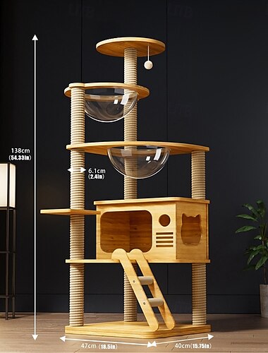  Arbre à chat de 56,3 po / maison d'arbre à chat et tours pour grand chat / arbre à chat grimpant avec condo pour chat / griffoir pour arbre à chat / grand arbre à chat à plusieurs niveaux