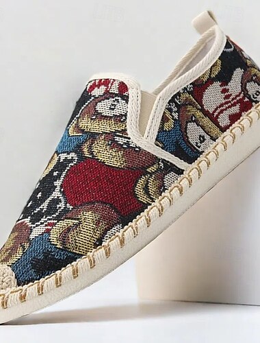  Espadrilles-Schlupfschuhe aus Canvas mit Animalprint und Juteseilsohle für Herren – bequemes, lässiges Sommerschuhwerk