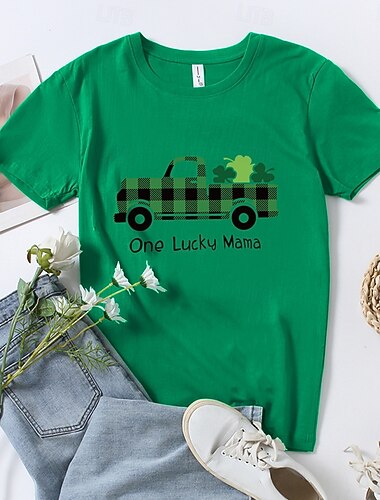  Pyhän Patrickin päivä Shamrock irlantilainen T-paita Cartoon Manga Anime Kuvitettu Käyttötarkoitus Pariskuntien Miesten Naisten Aikuisten Pyhän Patrickin päivä Kuuma leimaus Rento / arki Festivaali