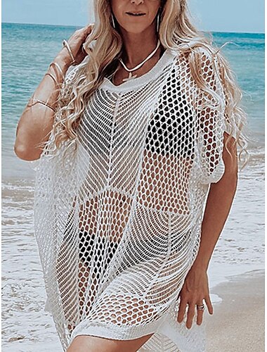  Mujer Normal Vestido Midi Vestido de verano Tropical Hawaiano Playa Ajuste regular Plano Manga Corta Cuello Barco Blanco Verano