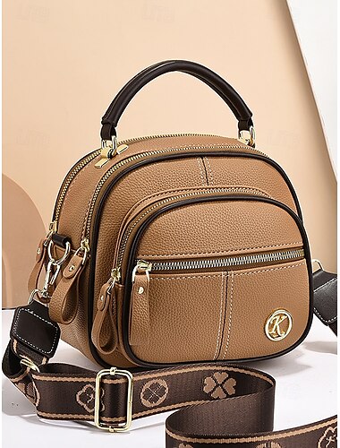  dámská červená crossbody kabelka z umělé kůže s nastavitelným popruhem, několika přihrádkami na zip a kompaktním designem – ideální do práce, na cesty a každodenní použití