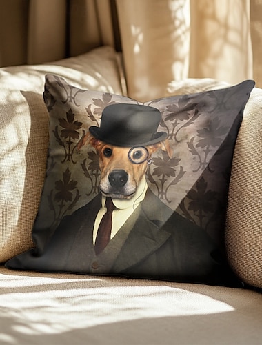  dierenportret dubbelzijdige kussensloop 4-delige zachte decoratieve vierkante kussenhoes kussensloop voor slaapkamer woonkamer sofa bank stoel