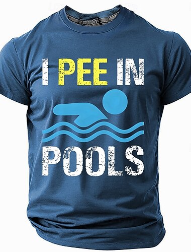  Camiseta gráfica divertida para hombre 'Hago pipí en las piscinas' para estilo de vida de natación y piscina