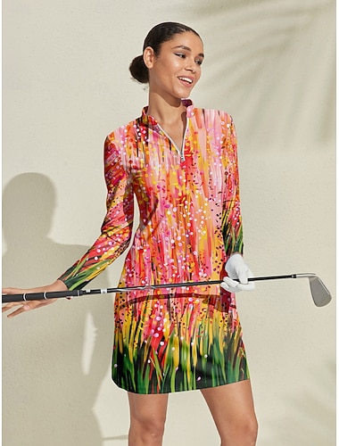  Dame golfkjole Rød Langermet Dame golfantrekk Klær Antrekk Bruk klær