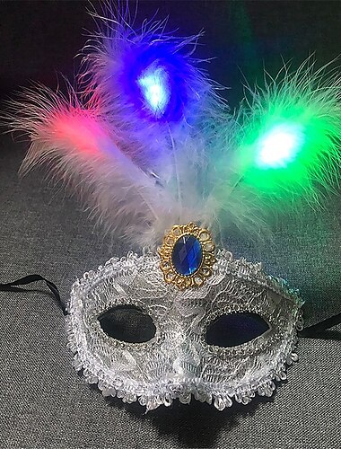  カーニバル LED フェザー 発光マスク ハーフフェイス プリンセスマスク アイマスク フェスティバル パーティー デコレーション ギフト 1個