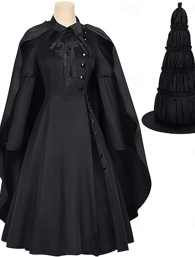  häxa Elphaba Klänningar Kappa Kläder Valborgsmässoafton Kostymer med film-tv-tema Film-cosplay for Dam Vuxna Halloween Karnival Mardi Gras Prestanda Fest Scen