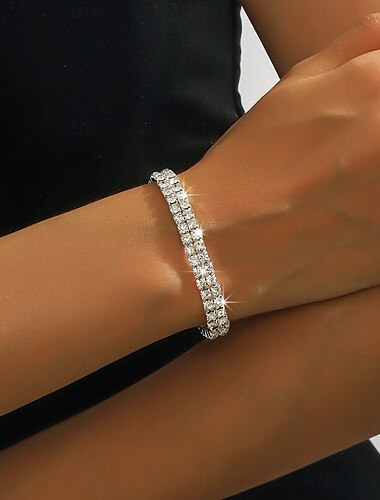  Bracelet Femmes Fantaisie Remise de diplôme Alliage Précieux Élégant Mode Bracelet Bijoux Argent Rond pour Soirée