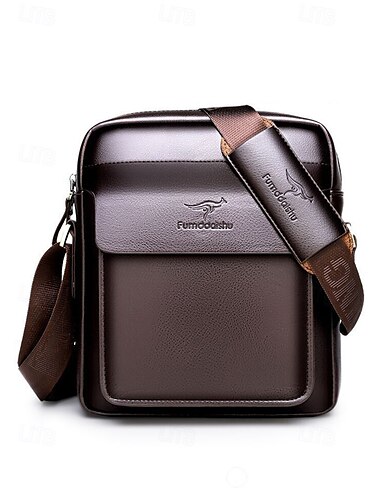  pánská hnědá černá crossbody kabelka z umělé kůže s nastavitelným ramenním popruhem - stylová a praktická taška přes rameno, messenger taška do práce, na cesty i každodenní nošení