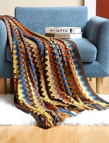  Manta tejida con borlas suaves, diseño a cuadros acogedor y elegante, ideal para siestas, mantas o decoración invernal vintage, presenta elegantes borlas para un toque encantador, duradera y cómoda