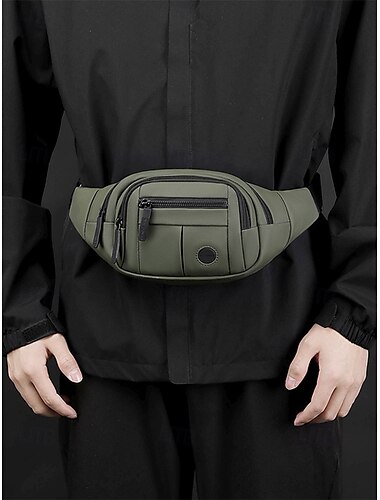  Grüne Gürteltasche für Herren mit verstellbarem Gurt, mehreren Reißverschlusstaschen und kompaktem Design – ideal für Reisen, Outdoor-Aktivitäten und den täglichen Gebrauch