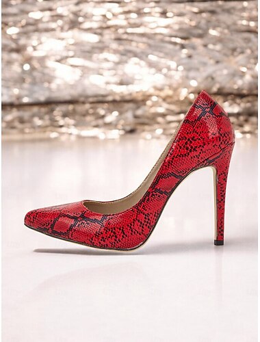  escarpins en peau de serpent rouge pour femmes avec bout pointu et talons aiguilles sexy - parfaits pour les fêtes et les occasions spéciales