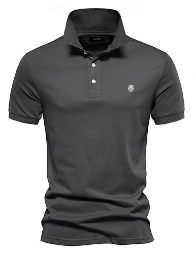  Herren Polo Arbeit Geschäft Umlegekragen Kurzarm Urlaub Vintage Einfarbig Löwe Bestickt Knöpfe Sommer Frühling Dunkelgrau Schwarz Weiß Hellgrün Marineblau Königliches Blau Polo