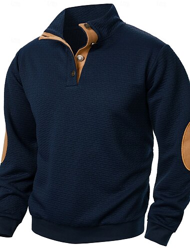  Per uomo Felpa Maglione Nero Rosso Blu marino Cachi Grigio Colletto Mao Color Block Collage Sportivo Informale Giornaliero Streetwear Retrò Informale Inverno Primavera & Autunno Abbigliamento Felpe