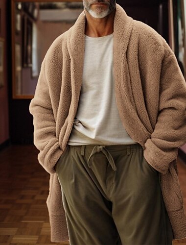  ανδρική ζακέτα fuzzy fleece ζεστή ανοιχτή μπροστινή casual μακρυμάνικη βελούδινη μπλούζα παλτό φθινόπωρο χειμώνα μοντέρνα μοντέρνα καθημερινά ρούχα για έξοδο