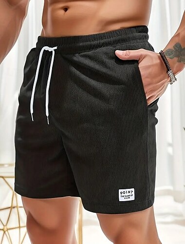  Herren Shorts Kurze Hosen Lässige Shorts Cordshorts Tasche Kordelzug Elastische Taille Glatt Komfort Weich In voller Länge Outdoor Party Täglich Urlaub Modisch Schwarz Armeegrün
