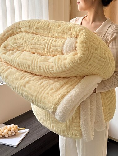  Couverture Sherpa en polaire épaisse et chaude pour lit d'hiver, super douce, duveteuse, en flanelle, en laine, réversible, en velours, pour lit double, queen, king
