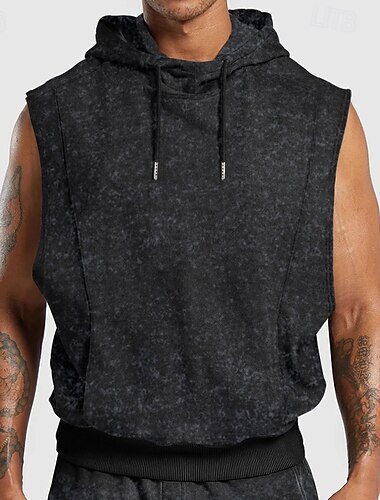  Herren Tank Top Ärmelloser Hoodie Ärmellos Mit Kapuze Vintage Kordelzug Lässig Sportkleidung Schwarz Marineblau Grün Top T-Shirt für Herren