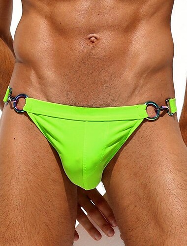  Hombre Bañadores Calzoncillos de natación Tanga de natación Plano Transpirable Suave Ropa Cotidiana Fin de semana Elegante Sencillo Verde Hierba Negro