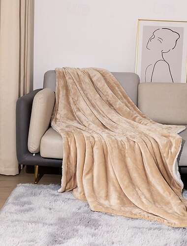  Couverture polaire sherpa pour canapé - couverture épaisse et chaude pour l'hiver, couverture en peluche douce et duveteuse, cadeaux pour femmes