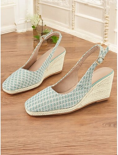  Grüne gewebte Keilsandalen im Bohème-Stil für Damen – bequeme Sommersandalen für den Alltag und den Strandurlaub