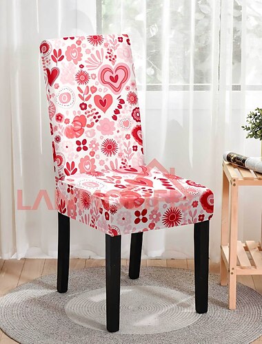  Valentine's Day Chair Cover Romantic and Festive Design Dustproof and Protective Perfect for Dining Chairs or Event Decor Adds a Charming Touch to Your Valentine's Celebration Durable, Stretchable, an