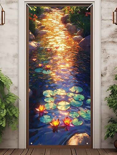  Valentinstag Türdekorationen Türabdeckungen Garten Thema Tür Gobelin Tür Vorhang Dekoration Hintergrund Indoor/Outdoor Tür Banner für Haustür Bauernhaus