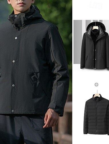  Herren Damen Soft Shell Jacke Daunenjacke für Wanderer Wanderjacke Winter Draussen Patchwork warm Windundurchlässig Wasserdicht 3-in-1-Jacke Windbreaker-Jacke Reisen Dunkel Braun Dunkelgrau Schwarz