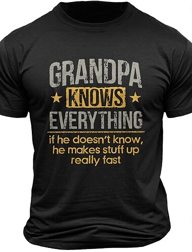  Herren Mit Buchstaben bedruckt Lustig Opa T Shirt T-Shirt 100% Baumwolle Kurzarm Grafik Hemd Schwarz Weiß Armeegrün Bequemes T-Shirt Urlaub Straße Modedesigner-Kleidung