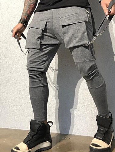  Herren Cargohose Cargohosen Eng Jogginghose Trainingshose Hose Hosen Cargo-Jogginghose Kordelzug Elastische Taille Multi Pocket Glatt Komfort Weich In voller Länge Outdoor Casual Täglich Modisch