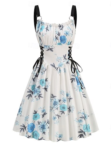  Elegant Retro Vintage 1950er Kleid Maskerade Blume / Blumenmuster Damen Karneval Neujahr Maskerade Alltagstauglich Junggesellinnenabschiedsparty Erwachsene Kleid