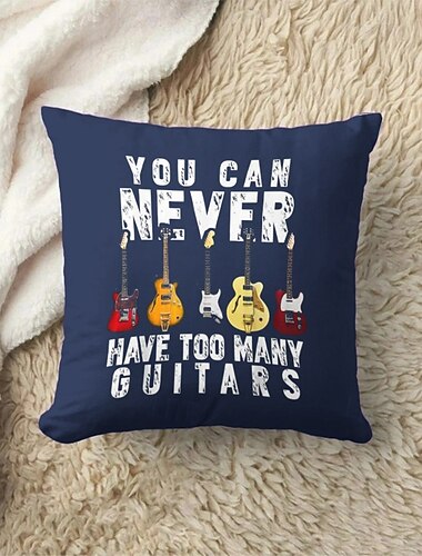  Dekorativer Kissenbezug mit Gitarre, lustiger Slang, weicher, quadratischer Kissenbezug für Schlafzimmer, Wohnzimmer, Sofa, Couch, Stuhl, Sommer, Frühling