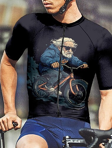  Hombre Maillot de Ciclismo Graphic Manga Corta Bicicleta Camiseta Maillot con 3 bolsillos traseros MTB Bicicleta Montaña Secado rápido Diseño Anatómico Capilaridad Transpirable Deportes Negro Azul
